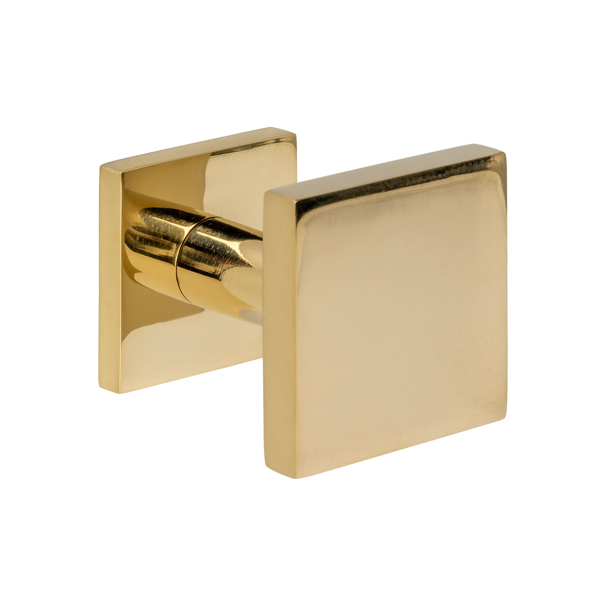 Voordeurknop vierkant 64x64 mm op achterplaat 54x54 mm PVD messingkleur