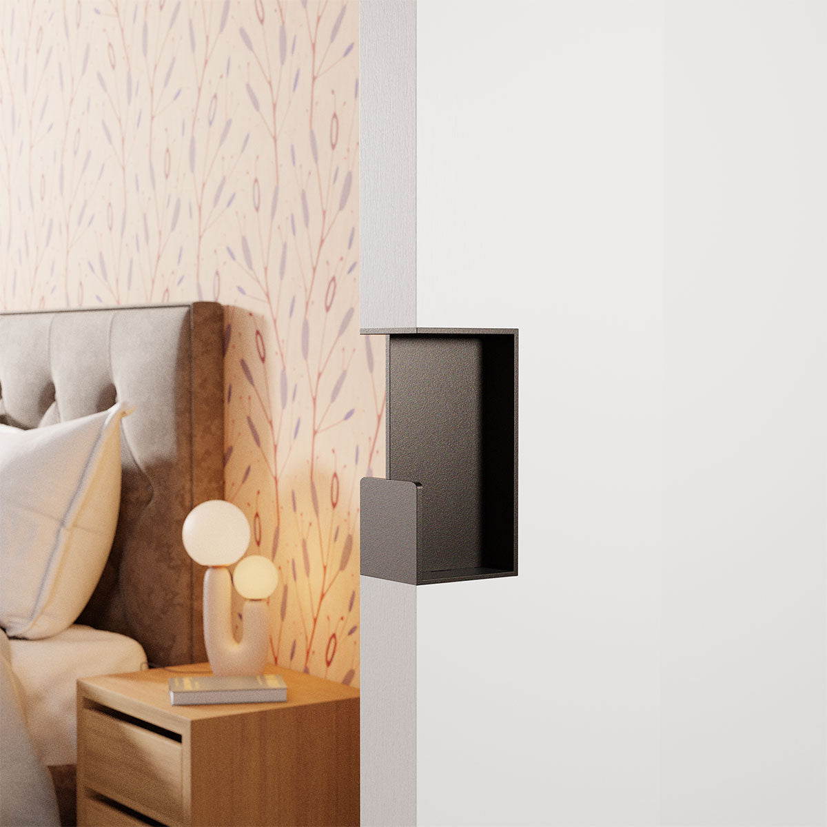 Inbouw schuifdeurkom rechthoekig Dark blend 100x50x40 mm – deur in de wand – sfeerfoto