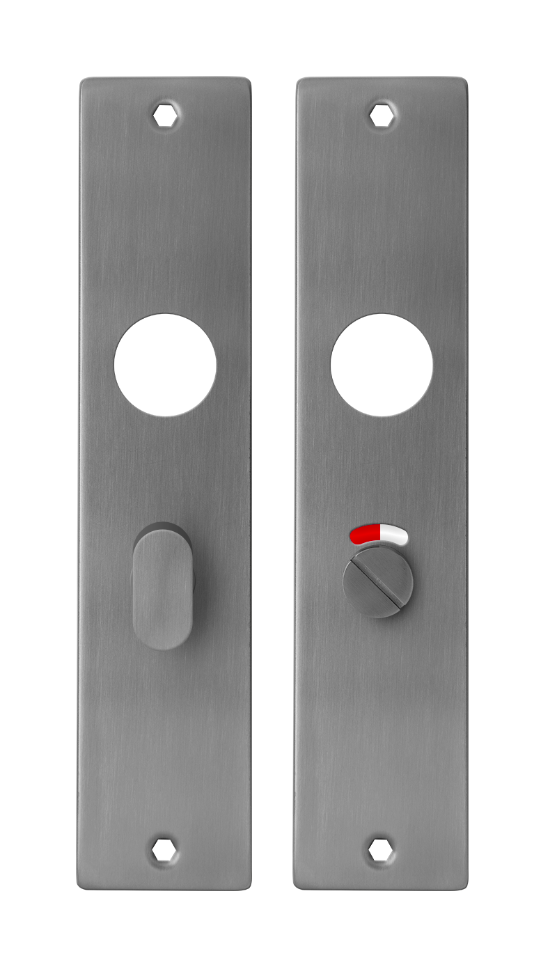 Deurklinken L-haaks rond op schild | AVJD | RVS