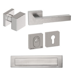 Voordeurset vierkant Quadro 50 met briefplaat RVS inox Hardbrass
