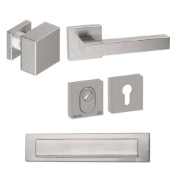 Voordeurset vierkant Quadro 60 met briefplaat RVS inox Hardbrass
