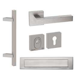 Voordeurset vierkant Toronto schuin met briefplaat RVS inox Hardbrass