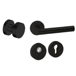 Voordeurset rond Piano zwart Hardbrass