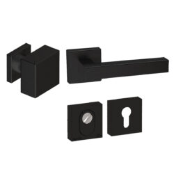 Voordeurset vierkant Quadro 60 zwart Hardbrass