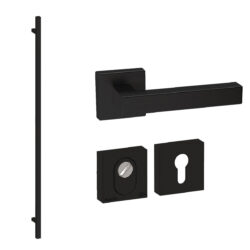 Voordeurset vierkant Toronto 1900 zwart Hardbrass