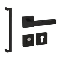 Voordeurset vierkant Denver S 600 zwart Hardbrass