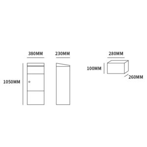Allux 600 Parcel letterbox rear entry - 2 colours
