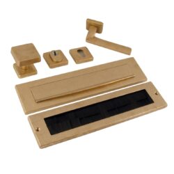 QBE complete voordeurset getrommeld messing rechtswijzend Hardbrass