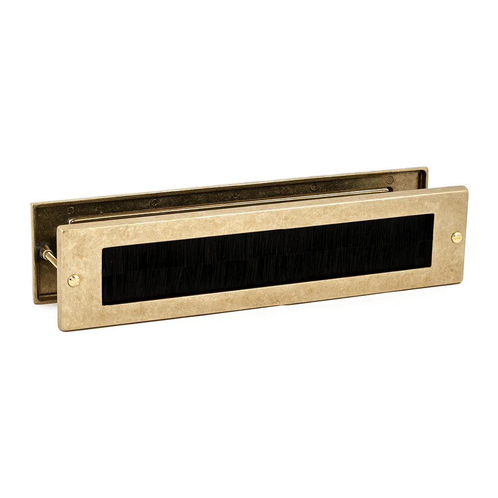 HB Combi letter plate and draft brush - tumbled brass