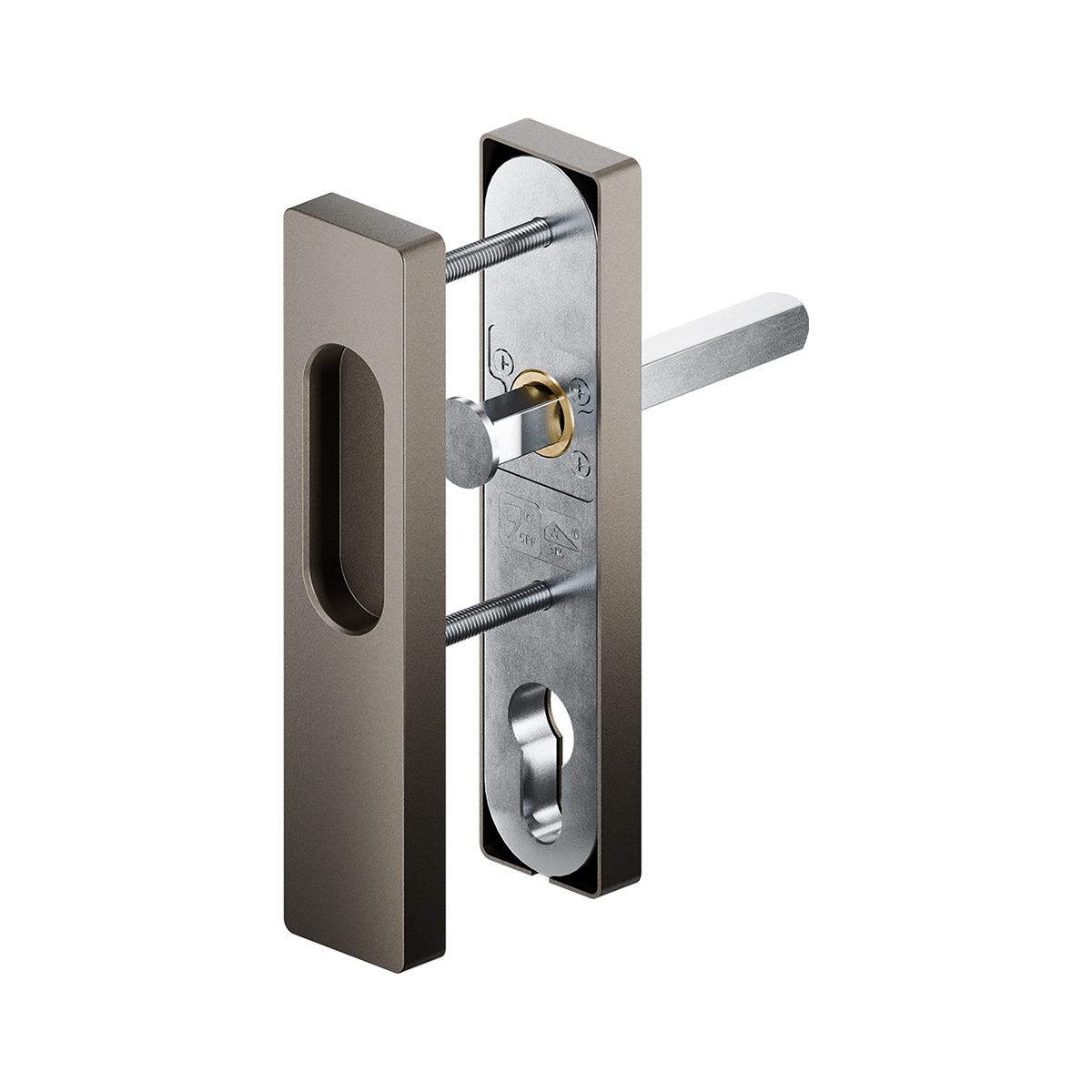 GPF hefschuifschilden SKG*** Rechthoekig 160 mm – greep binnen, kom buiten Mocca blend