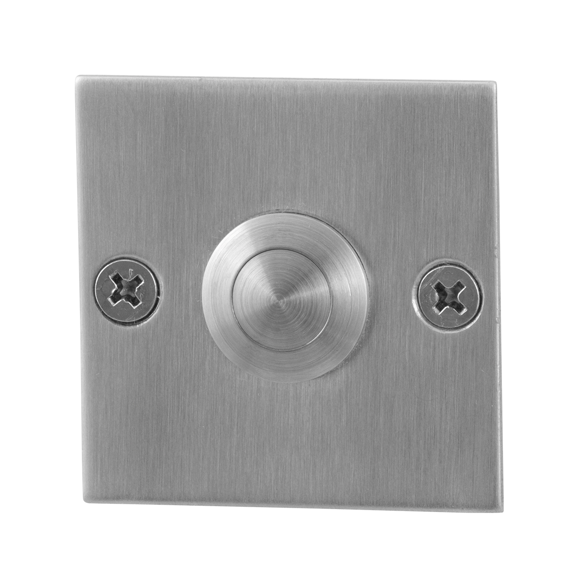 Beldrukker vierkant plat RVS geborsteld – deurbel 50x50x2mm | GPF