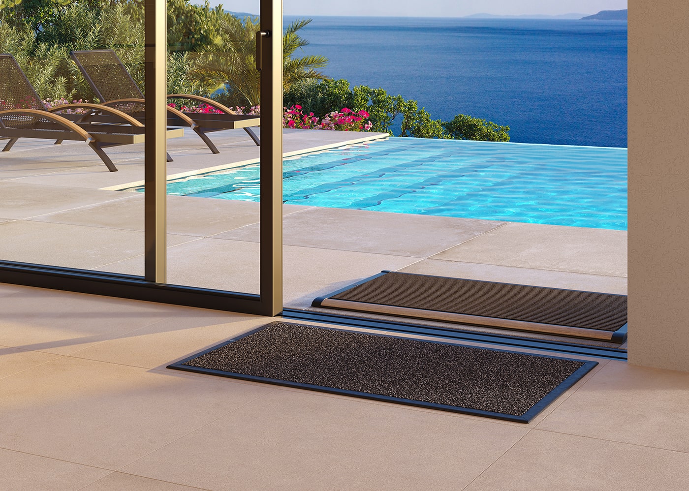 RiZZ Deurmat indoor - zwart / antraciet (div. afmetingen)