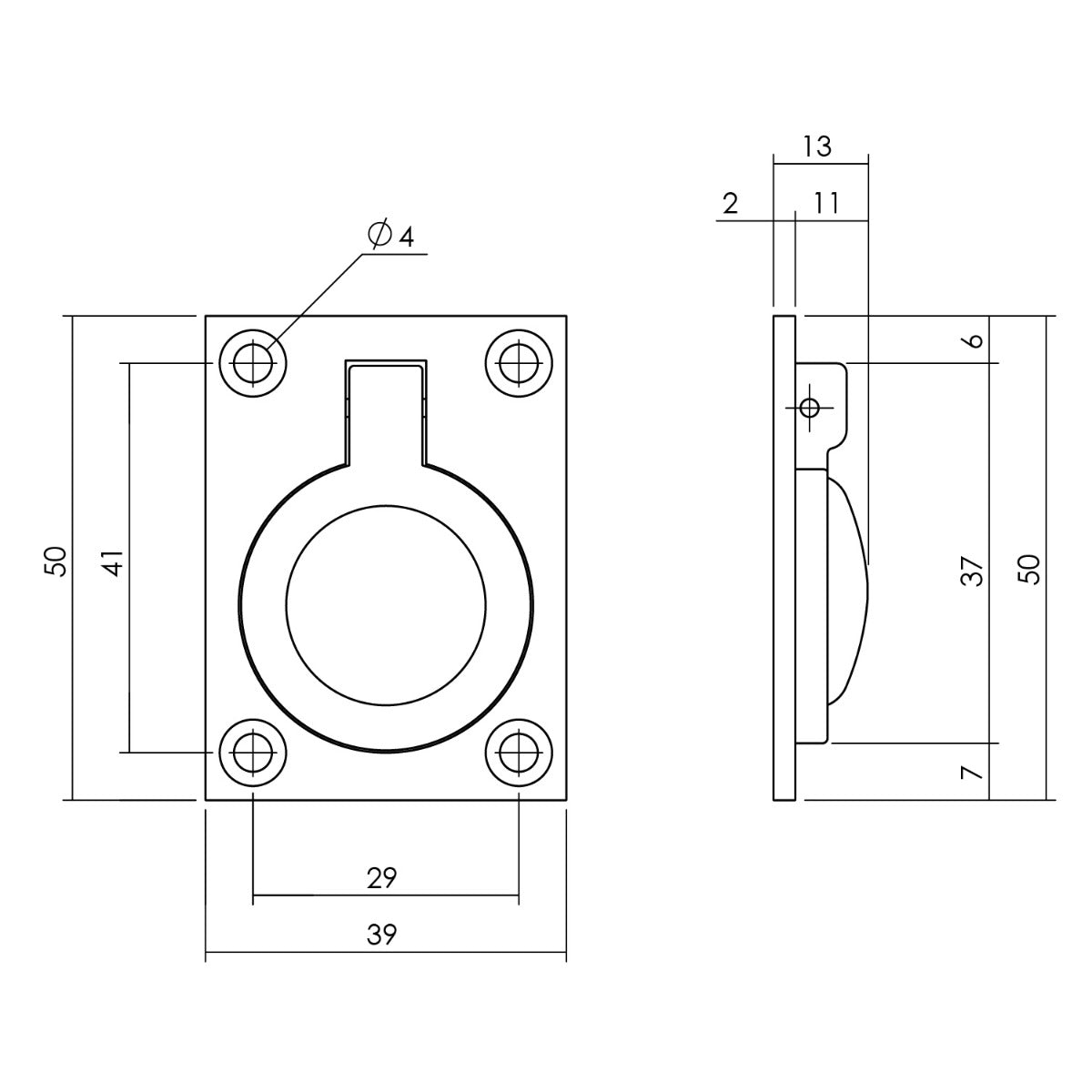 Intersteel Luikring 50x39mm - nikkel
