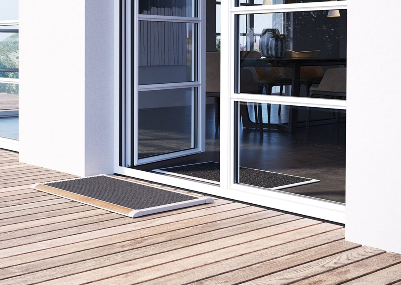 RiZZ Deurmat outdoor - wit / teak (div. afmetingen)