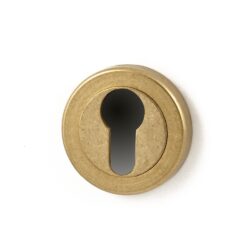 HB Door handles Mila cross handle on round rosette - tumbled brass