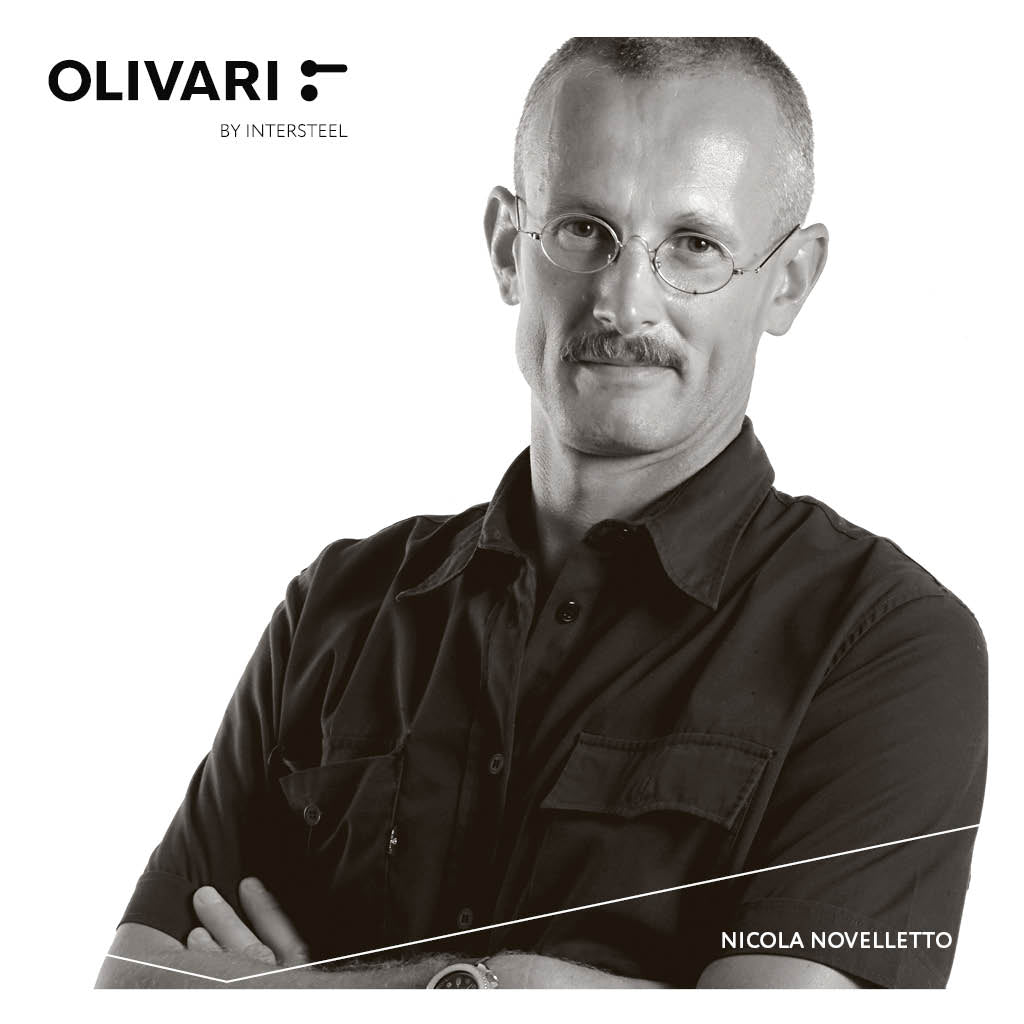 Olivari Door handles Euclide on round rosette - Anthracite matt titanium PVD