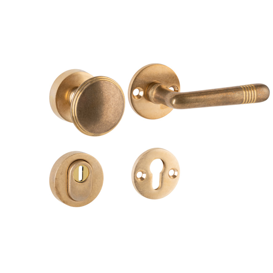 Veiligheidsbeslag Art-Deco antiek messing SKG*** knop/kruk DIN rechts