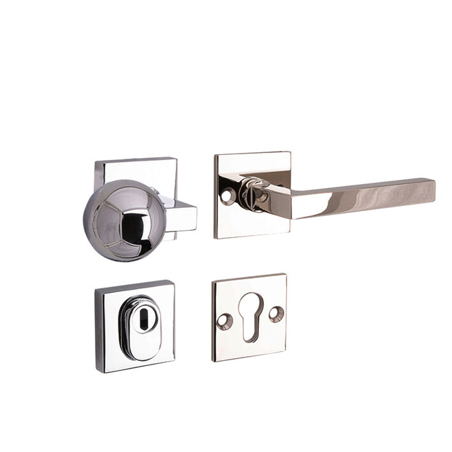 Veiligheidsbeslag Kare glanzend nikkel SKG*** knop/kruk DIN rechts