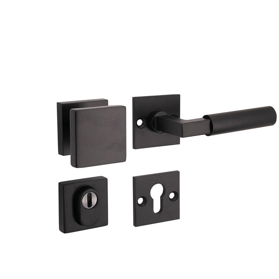 Veiligheidsbeslag Bauhaus mat zwart SKG*** knop/kruk DIN rechts