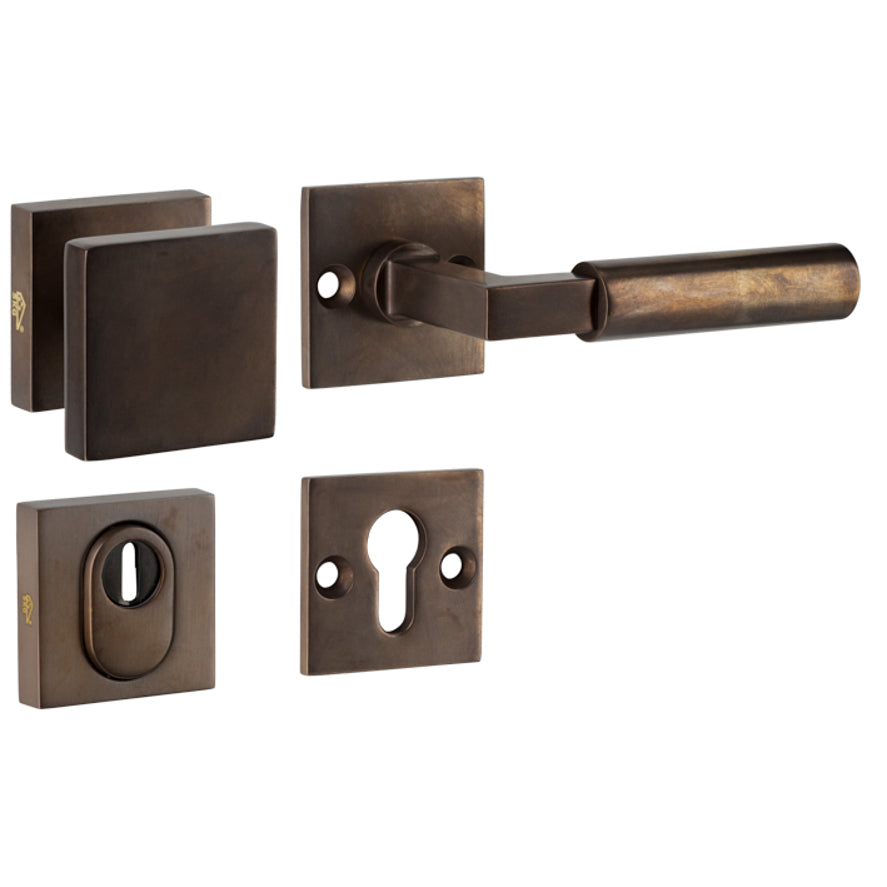 Veiligheidsbeslag Bauhaus brons SKG*** knop/kruk DIN rechts