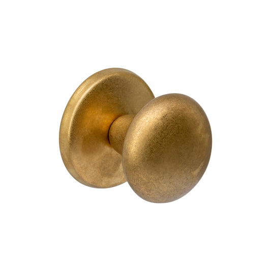 Voordeurknop paddenstoel Ø58 mm op achterplaat Ø66 mm PVD messing getrommeld
