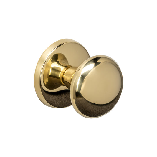 Voordeurknop paddenstoel Ø58 mm op achterplaat Ø66 mm PVD messingkleur