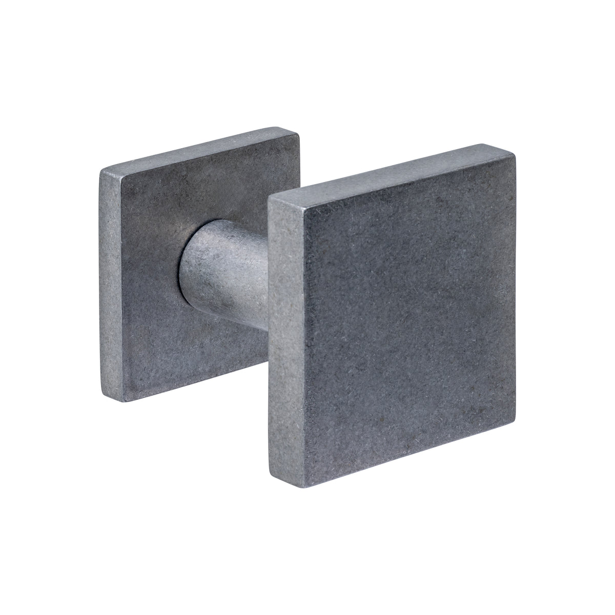 Voordeurknop vierkant 64x64 mm op achterplaat 54x54 mm RVS getrommeld