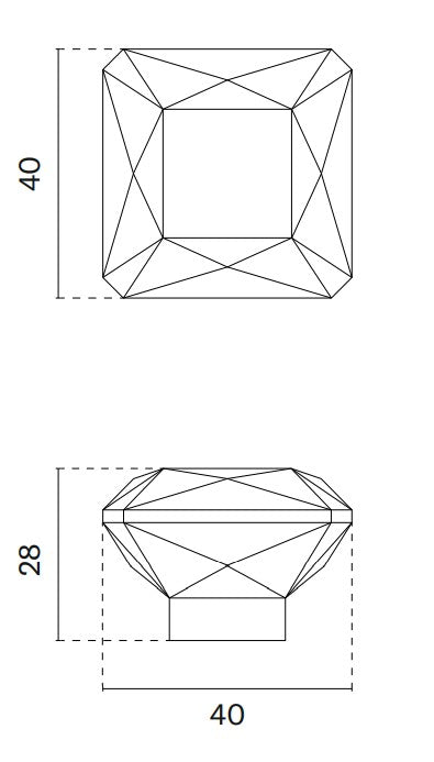Meubelknop 1065 zwart glas met chroom – 42 of 50 mm Aprile