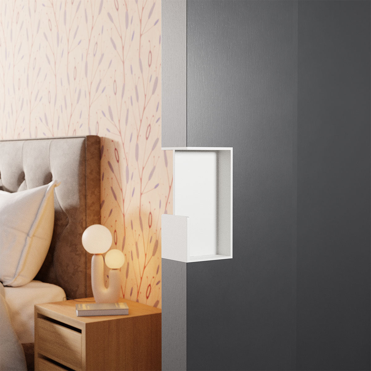 Inbouw schuifdeurkom rechthoekig wit 100x50x40 mm – deur in de wand – sfeerfoto