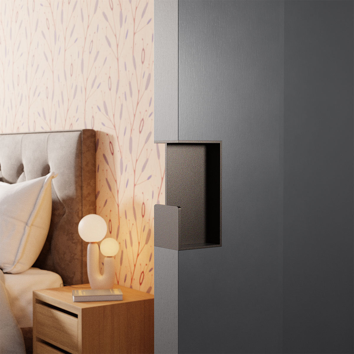 Inbouw schuifdeurkom rechthoekig Dark blend 100x50x40 mm – deur in de wand – sfeerfoto