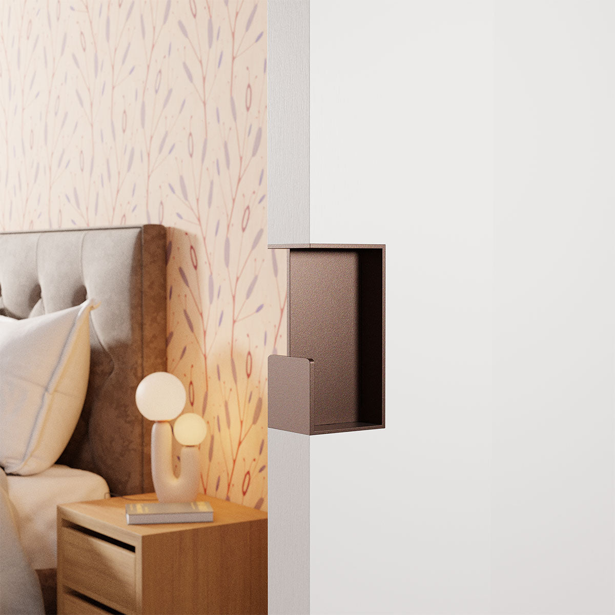 Inbouw schuifdeurkom rechthoekig Bronze blend 100x50x40 mm – deur in de wand – sfeerfoto