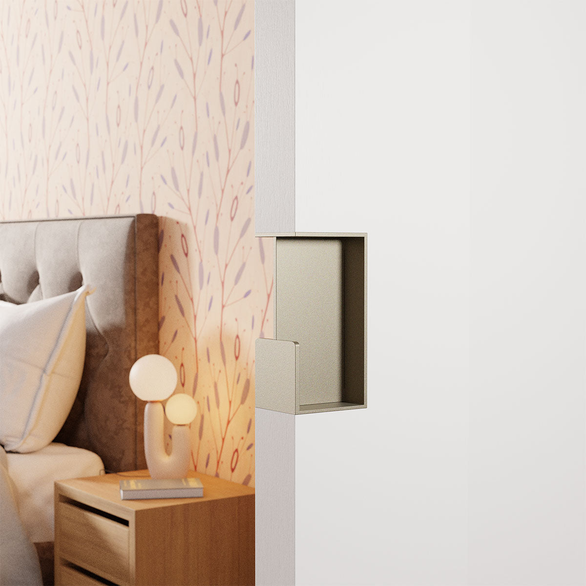 Inbouw schuifdeurkom rechthoekig Champagne blend 100x50x40 mm – deur in de wand – sfeerfoto