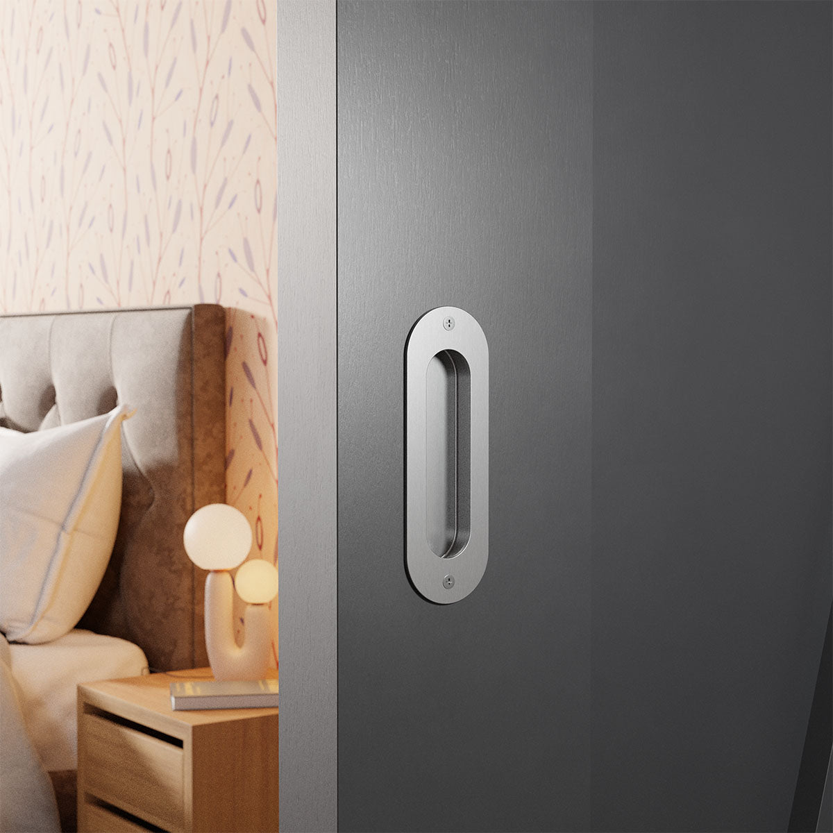 Schuifdeurkom ovaal RVS geborsteld 120x40 mm – model 0713 – sfeerfoto