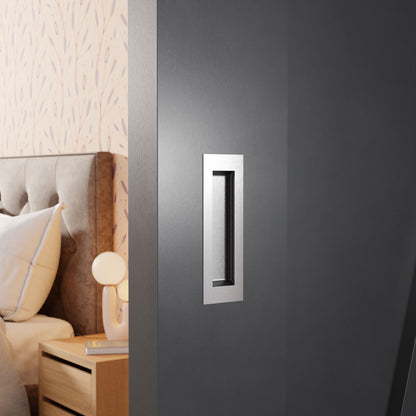 Schuifdeurkom rechthoekig RVS geborsteld 120x40–180x60 mm – sfeerfoto