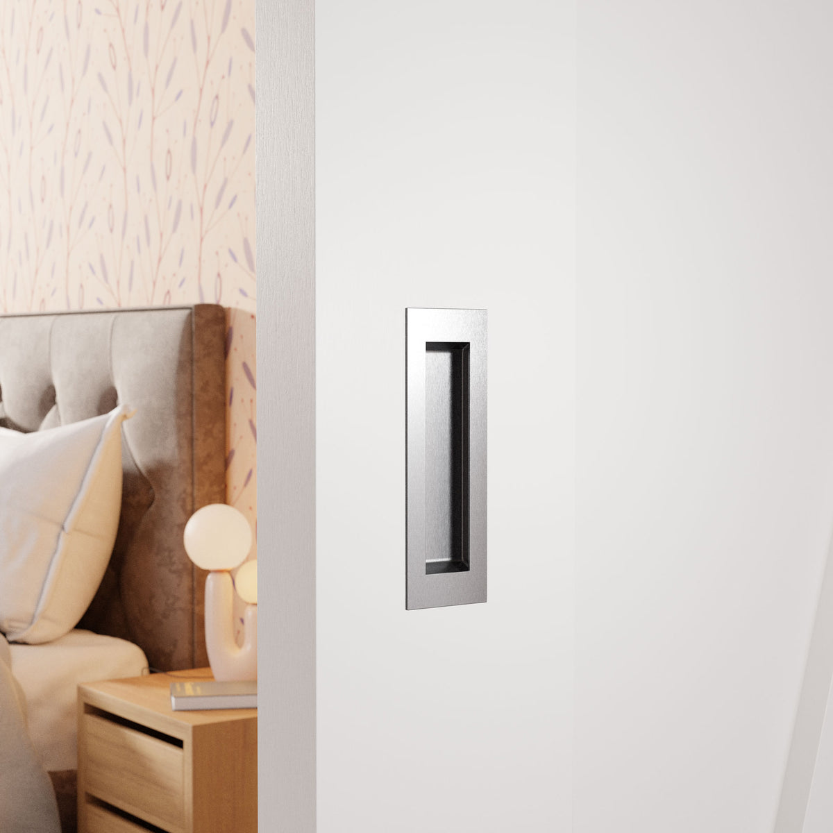 Schuifdeurkom rechthoekig RVS geborsteld 120x40–180x60 mm – sfeerfoto