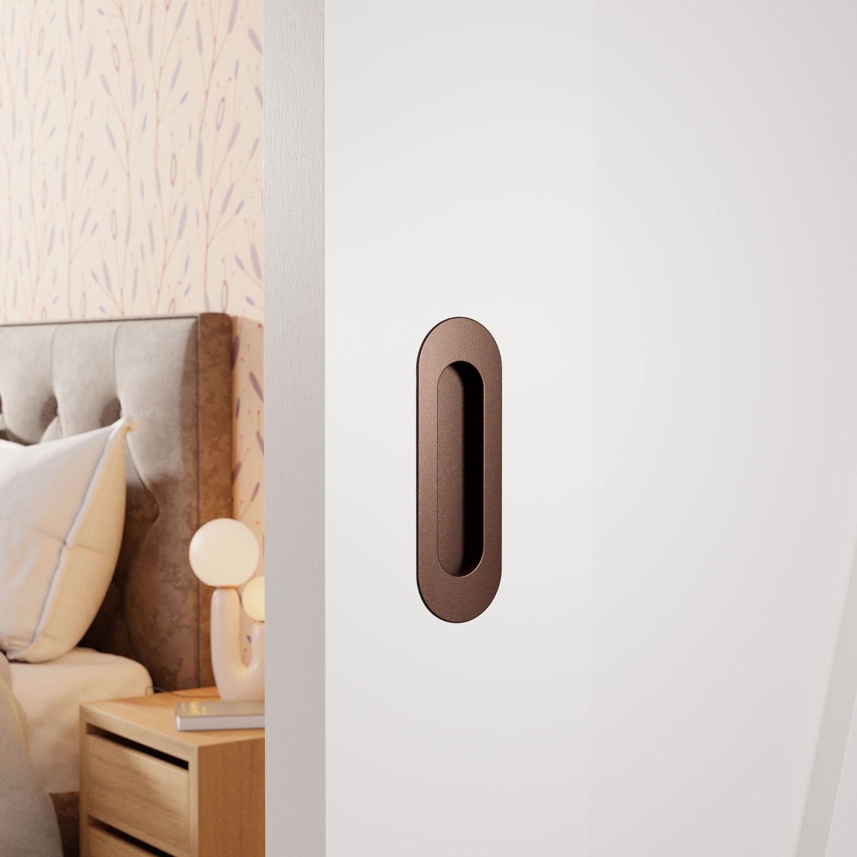 Schuifdeurkom ovaal Bronze blend 120x40–180x60 mm – sfeerfoto