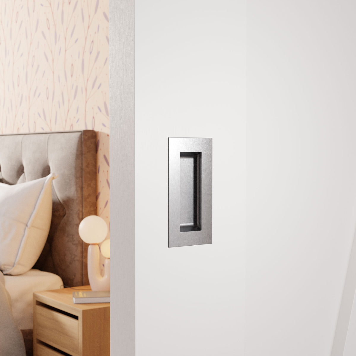 Schuifdeurkom rechthoekig RVS geborsteld 102x51 mm – sfeerfoto