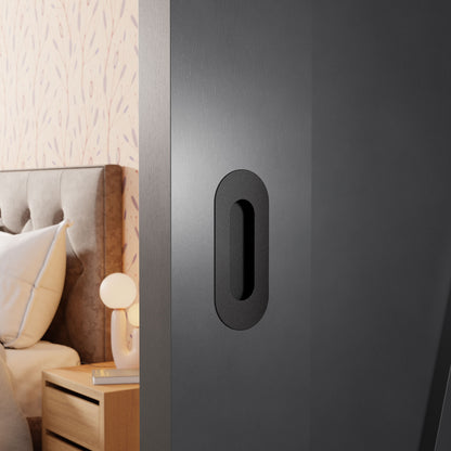 Schuifdeurkom ovaal zwart 120x40–180x60 mm – sfeerfoto