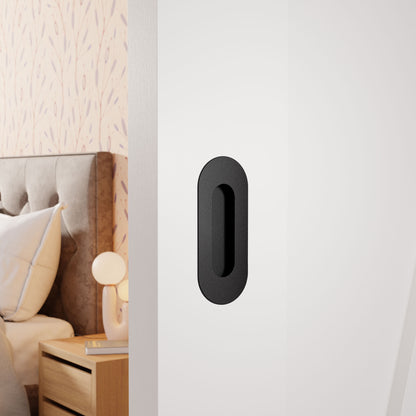 Schuifdeurkom ovaal zwart 120x40–180x60 mm – sfeerfoto