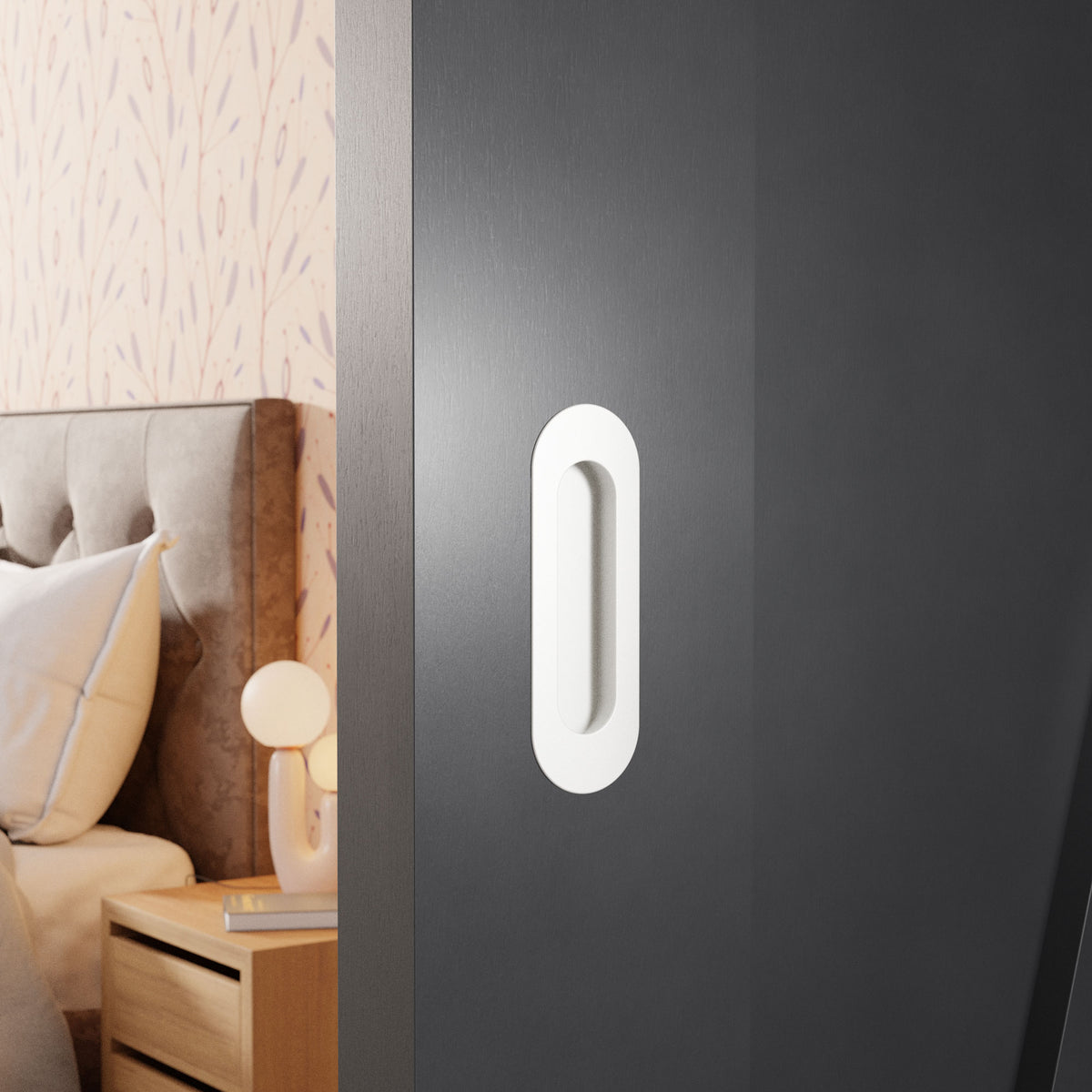 Schuifdeurkom ovaal wit 120x40–180x60 mm – sfeerfoto