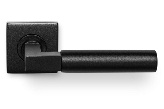 AVJD Deurklinken Bauhaus model op vierkant rozet - zwart