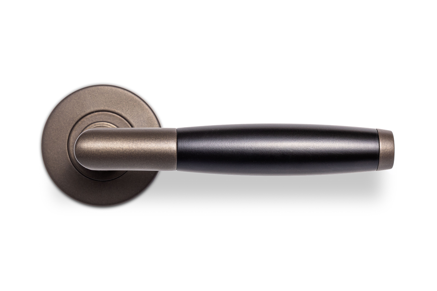 AVJD Door handles Bauhaus on round rosette - black