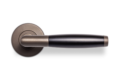 AVJD Door handles Bauhaus on round rosette - black