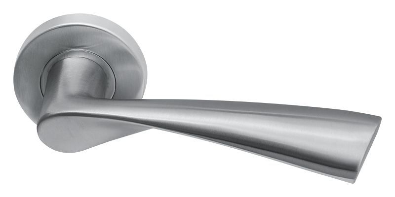 AVJD Deurklinken Vlinder op rond rozet - RVS (massief)