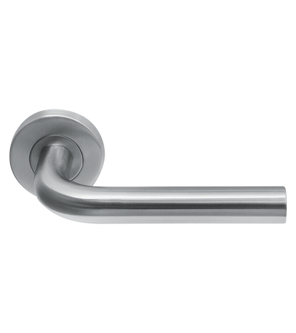 AVJD Deurklinken gebogen op rond rozet - RVS