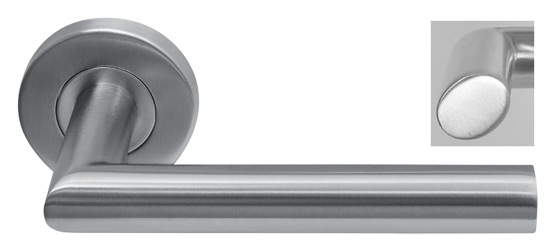 AVJD Deurklinken ovale greep op rond rozet - RVS