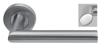 AVJD Deurklinken ovale greep op rond rozet - RVS