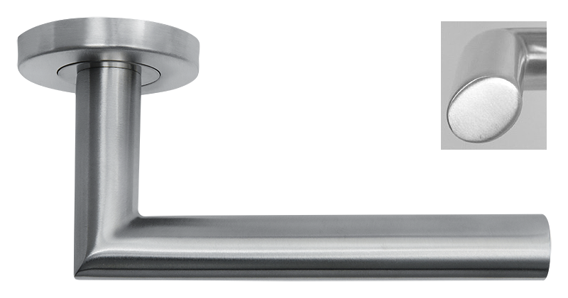 AVJD Deurklinken ovale greep op rond rozet - RVS