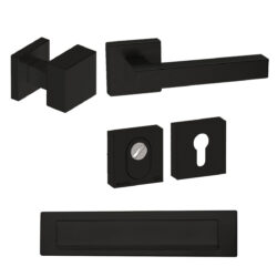 Voordeurset vierkant Quadro EXC met briefplaat zwart Hardbrass