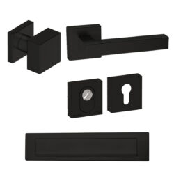 Voordeurset vierkant Quadro 50 met briefplaat zwart Hardbrass